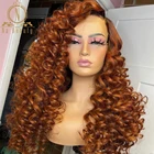 13x6 прозрачные передние парики имбирного цвета 30 дюймов парики для женщин человеческие волосы свободные волнистые предварительно выщипанные бразильские кружевные фронтальные Парики 150