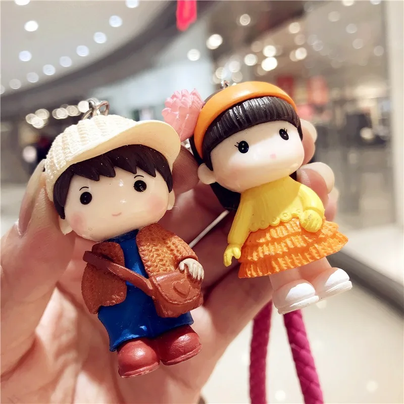 

Cute doll couple bag pendant bell a pair of creative key chain car key chain small gift for women