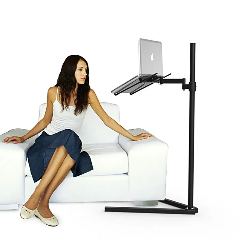 Steel Frame Floor-Standing Notebook Stand, Bedside Sofa Movable Hanging Vertical Floor Support Shelf