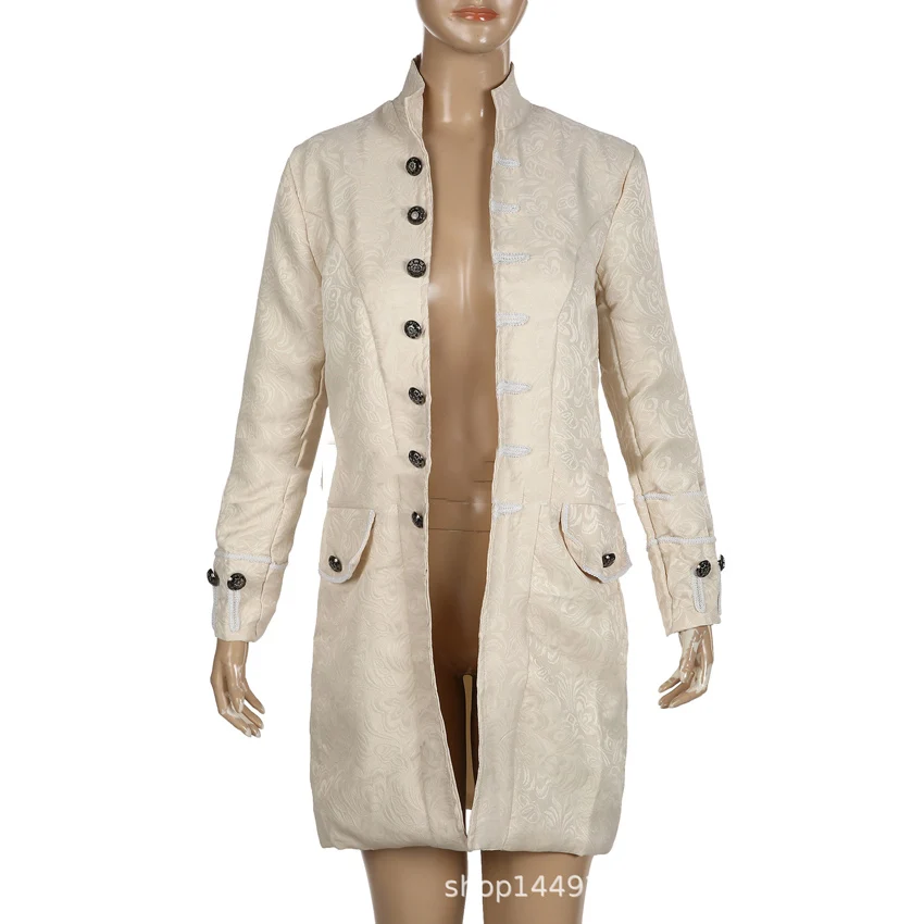 Vintage Victorian Gothic Brocade Jacket for Man Medieval Cosplay Costumes Steampunk Full Sleeve Long Coat Renaissance Clothes