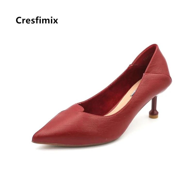 

Marlisasa Women Cute High Quality Wine Red Slip on Stiletto Heels Ladies Casual Comfort Spring & Summer High Heel Shoes H5939