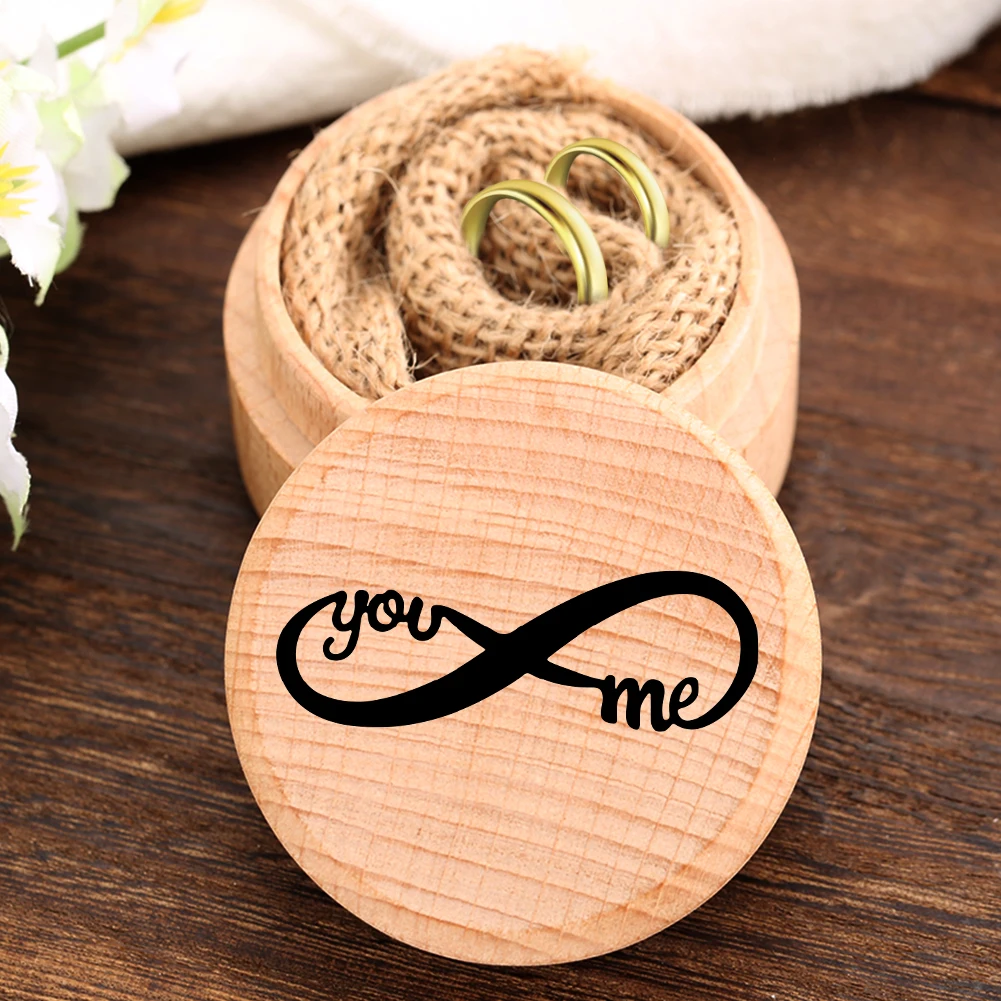

Ring Box Customized Wooden DIY Wedding Gifts Eco- Friendly Rings Bearer Wood Box Rings Holder For Engagement Decoration Wedding