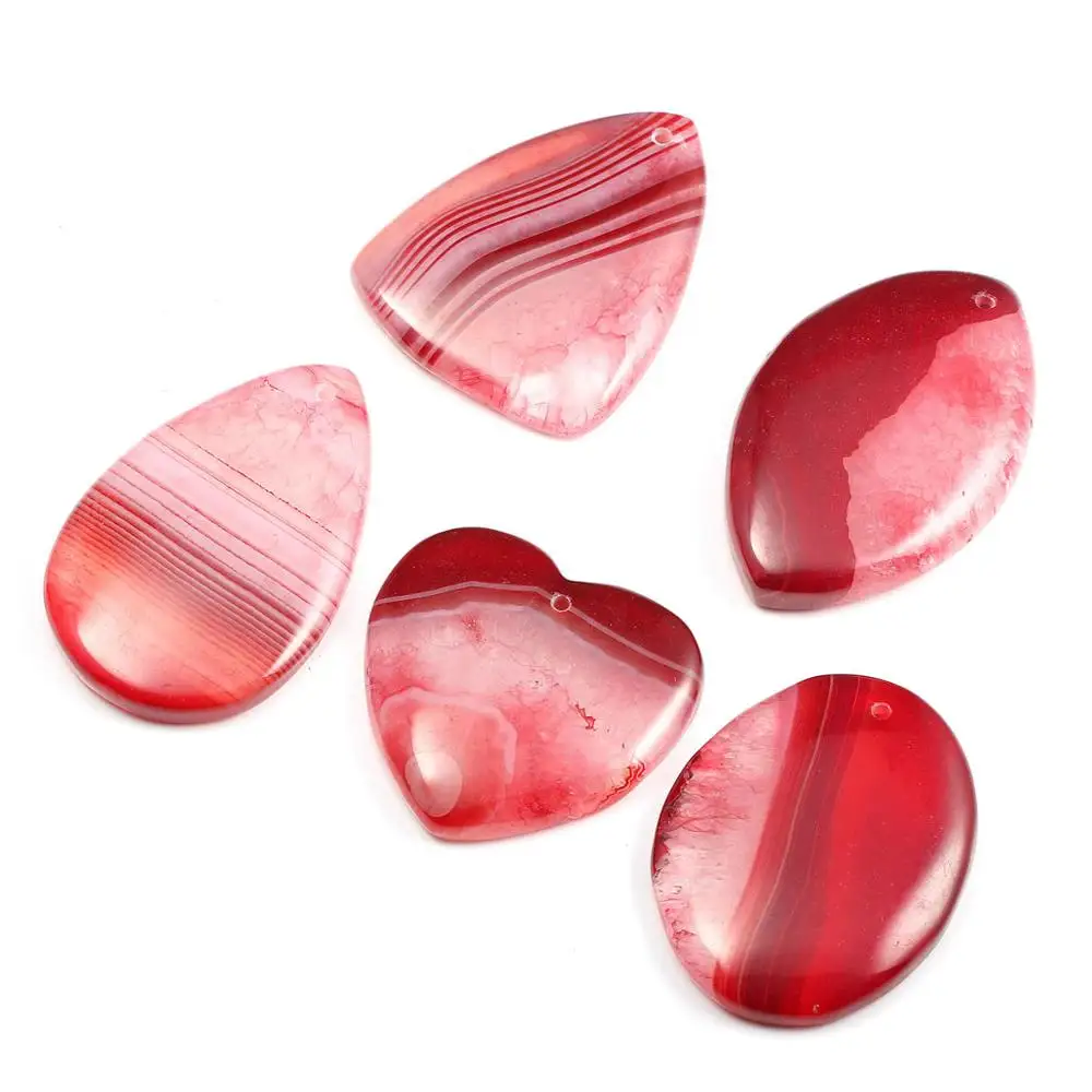 Fine Natural Stone Pendant Heart shape Red Stripe Agates Pendant for Women Jewelry Accessories Making Necklace Gifts