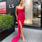 Женское шифоновое вечернее платье без рукавов, с боковыми складками, платье с разрезом для выпускного вечера, 2021