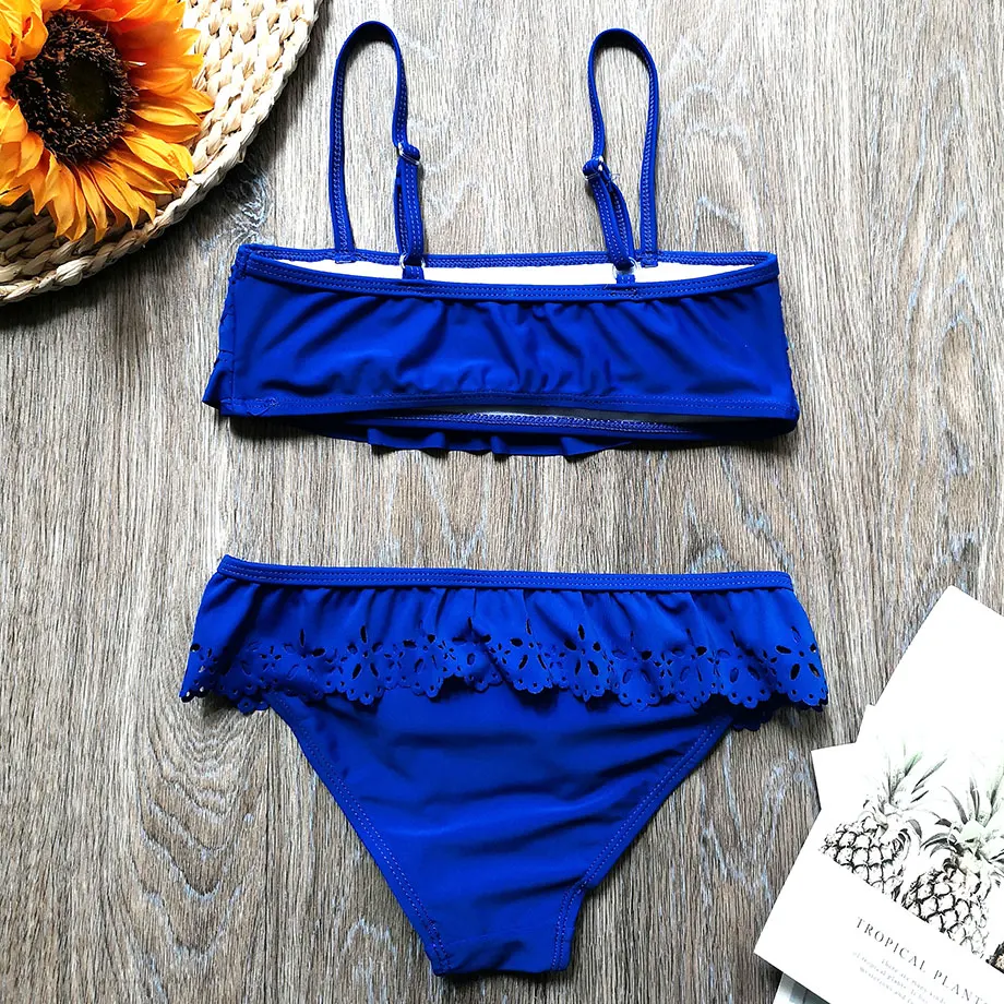 Купальник От 5 до 14 лет для девочек комплект бикини девочек-подростков с оборками