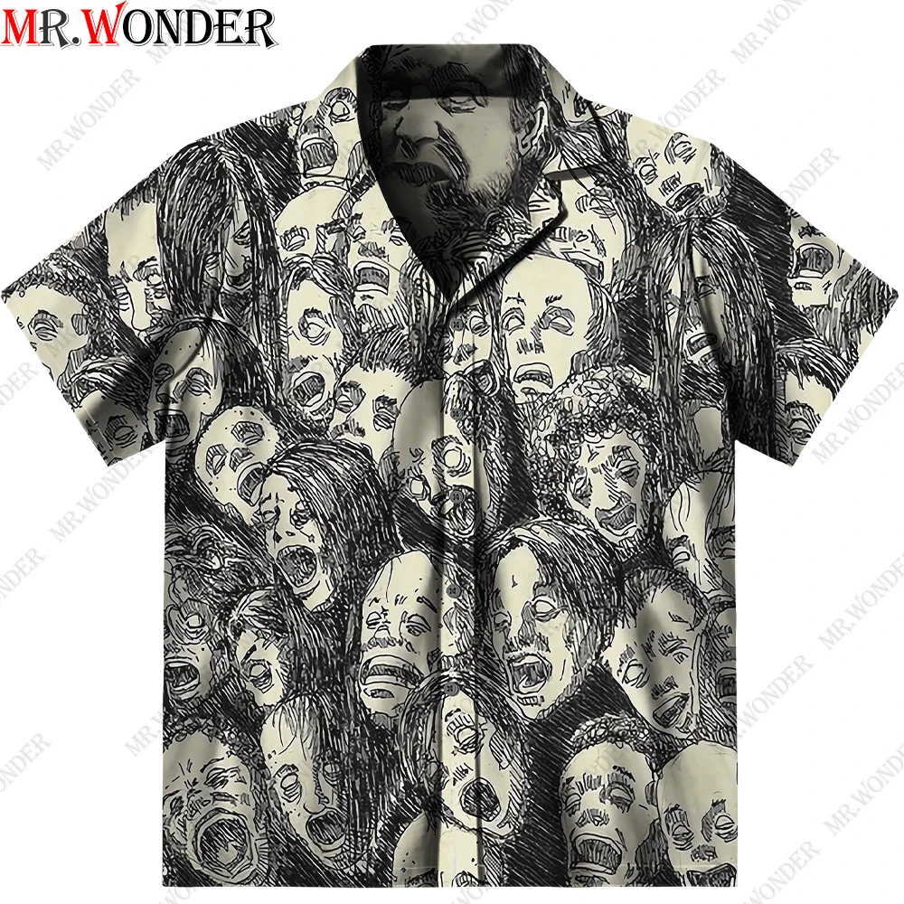

Мужская рубашка с короткими рукавами Mr.Wonder, Повседневная пляжная рубашка с короткими рукавами и пуговицами в стиле 3D из аниме