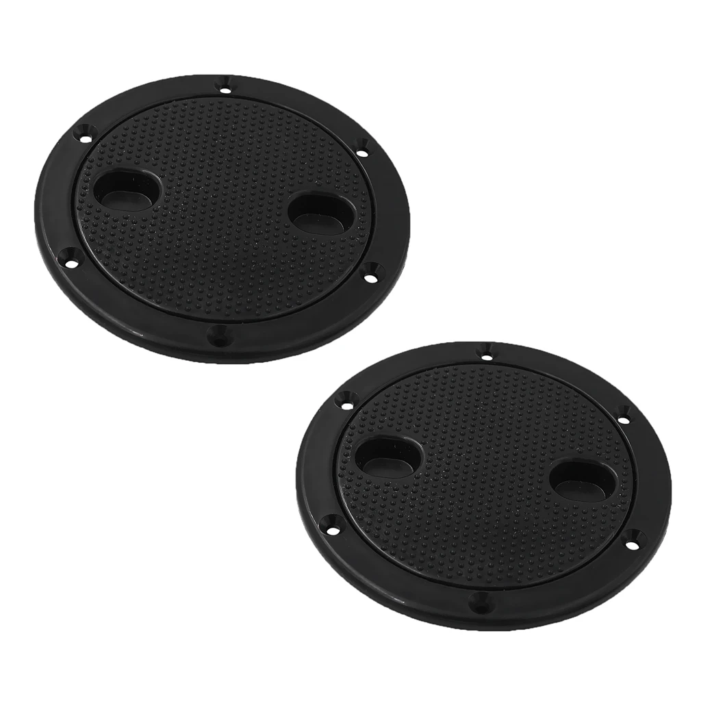 

2 Pieces Black Circular Non Slip 4 inch Inspection Hatch Screw Out Deck Plate for RV Marine Boat Kayak
