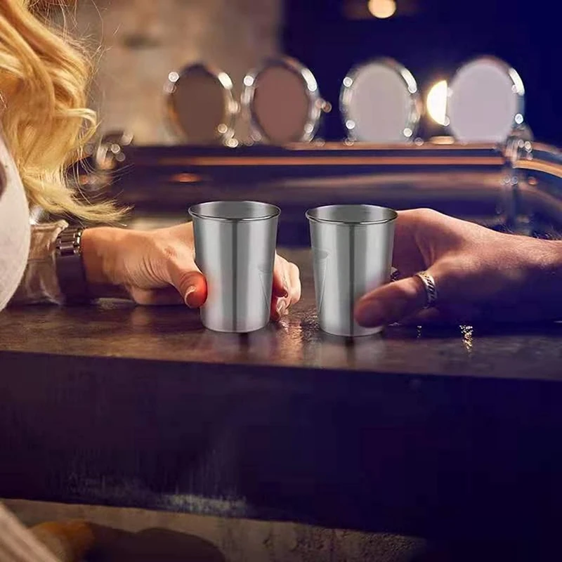 Stainless Steel Pint Cups-Stackable Cups-Suitable For Bars Homes Restaurants Outdoor-Reusable Cups Kids |