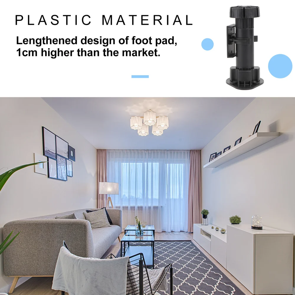 

1 Set 10 Pcs 12cm Adjustable Furniture Feet Sofa Feet Furniture Adjustable Feet (Black)