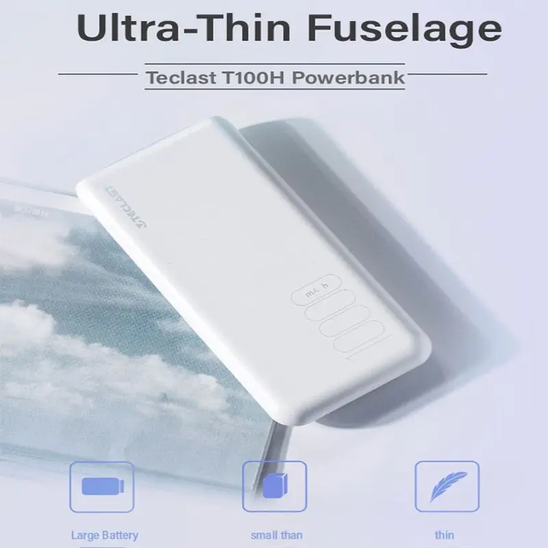 

Teclast Power Bank 10000mAh Type-C Input Ultra-Thin Portable External Mobile Battery Fast Charger Power Bank For Xiaomi Apple
