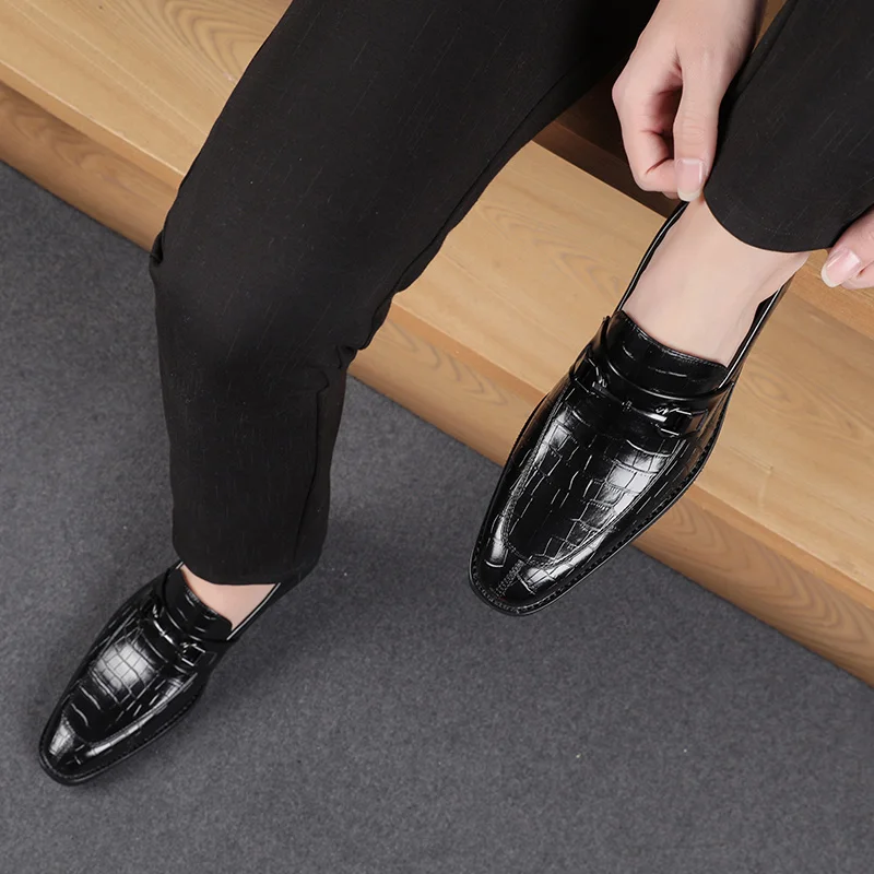 Туфли-Лоферы мужские из лакированной кожи классические оксфорды без застежки