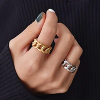 punki gold and silver hollow geometric chain womens retro open ring adjustable 2021 fashion