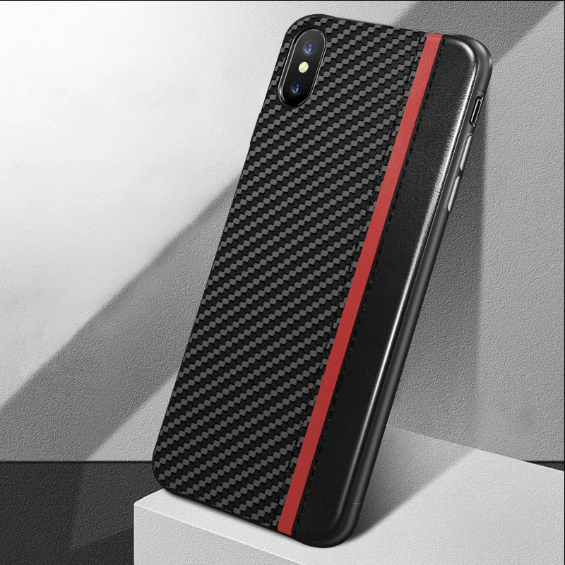 Slim Ultra-thin Case For iPhone X XS Max XR 7 8 6 6S Plus Carbon Fiber Luxury Business Cover iPhoneX iPhone7 iPhone6 iPhone11 On |