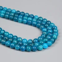 natural blue apatite gem stone bead for jewelry making 4 6 8 10 mm round loose spacer quality precious bead bracelet accessories