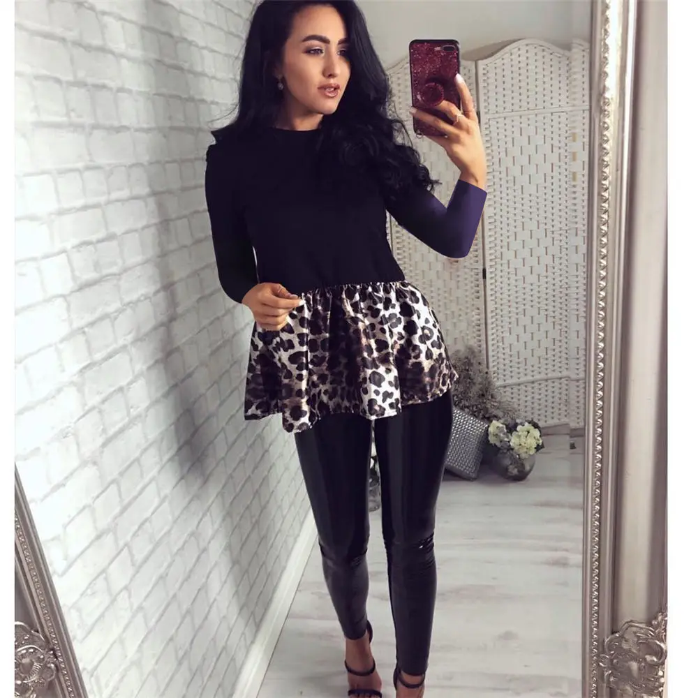 Женская Осенняя футболка из тюля с оборками и длинным рукавом Женский Свободный