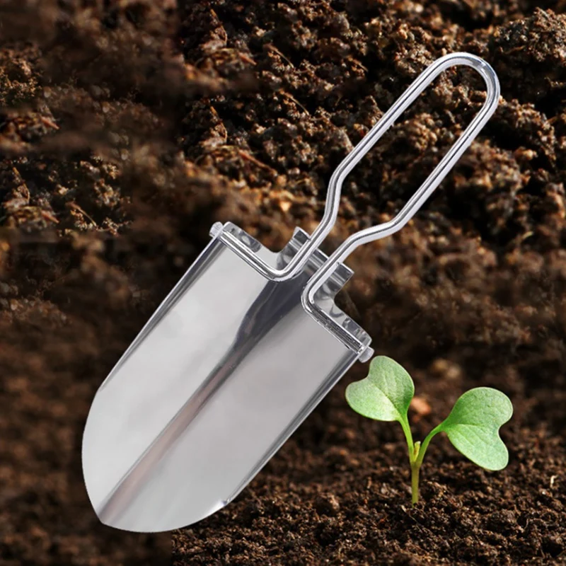 

Hot Mini Folding Shovel Lightweight Stainless Steel Garden Tool Shovel for Camping Hiking Silver with Storage Bag