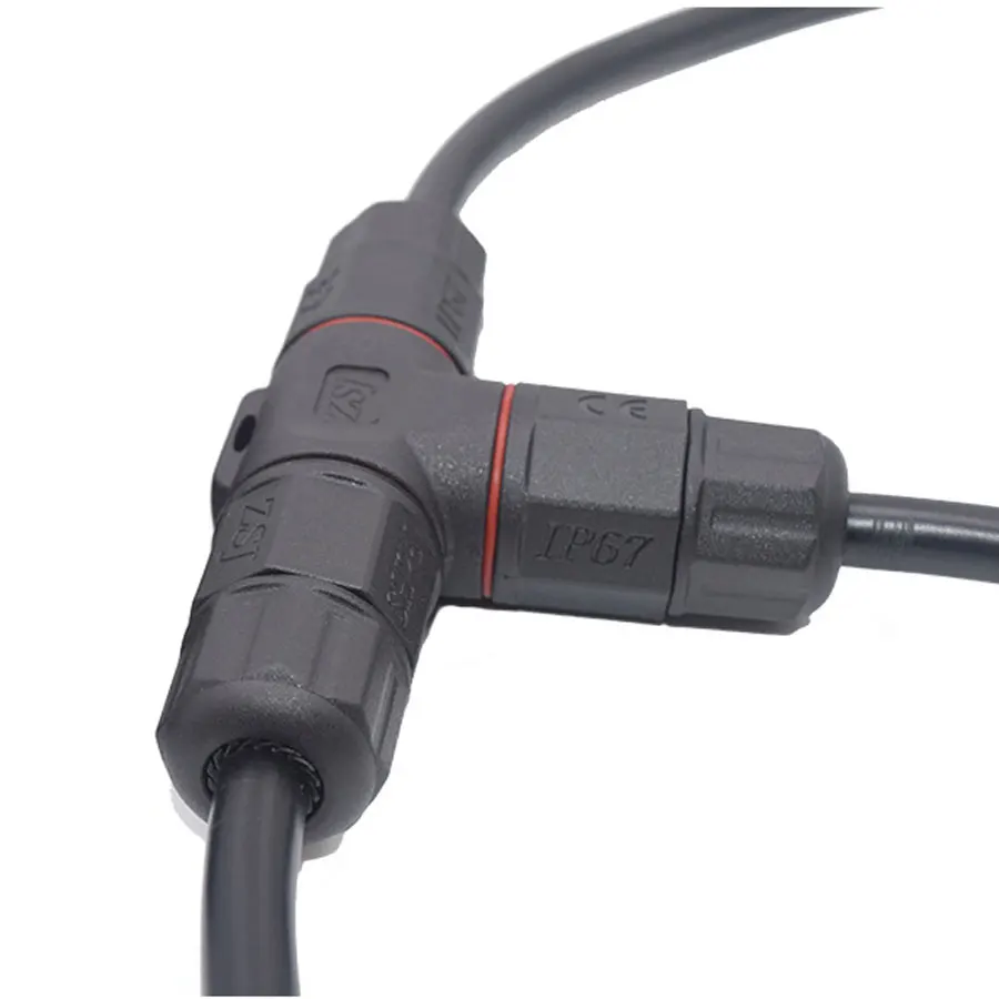 

L20 IP67 Outdoor Lighting Connector 2Pin / 3Pin Straight / T Shape IP67 Waterproof Connector