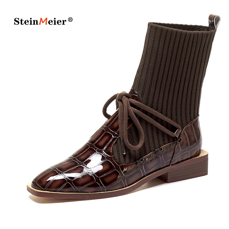Женские ботильоны из натуральной кожи с крокодиловым узором мотоциклетные