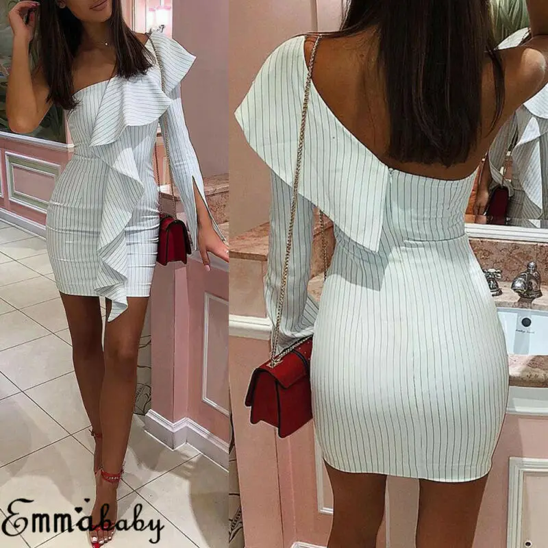 Женское пикантное летнее платье с оборками Полосатое Бандажное мини-платье на