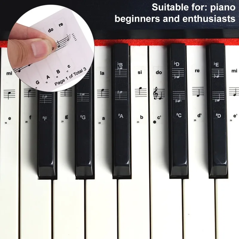 

32/37/54/61/88 Key Piano Stickers PVC Transparent Piano Keyboard Piano Stave Electronic Keyboard Name Note Sticker Accessories