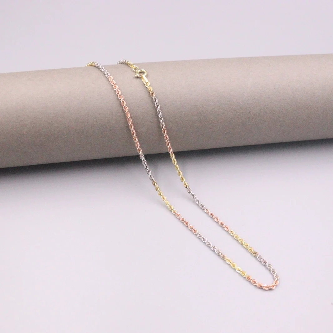 ?? Aut750-女性用マルチトーンゴールドネックレスチェーン,女性用2.0mm,リンク付きチョーカー,18インチ