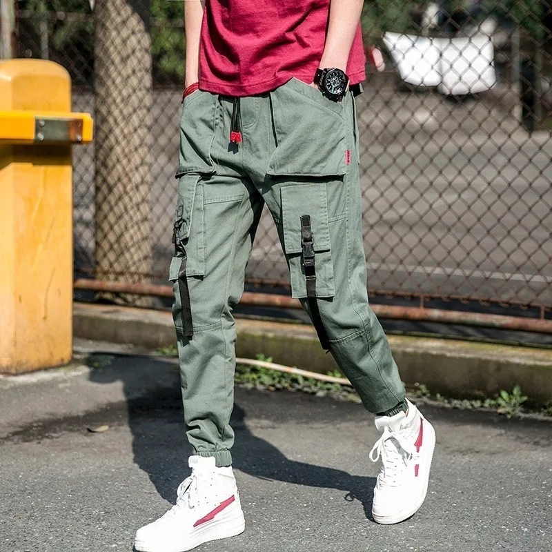 Мужские брюки карго в стиле сафари на завязках с карманами талии Повседневная