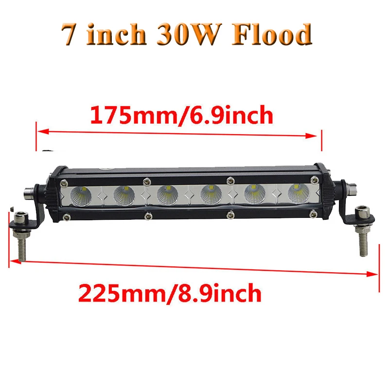 7 inch Flood SKYWORLD 7 ''13'' 20 ''25'' 32 ''38'' Однорядный внедорожный светодиодный фонарь для вождения противотуманной фары 30 Вт 60 Вт 90 Вт 120 Вт 150 Вт 180 Вт 4x4 4WD - Цвет: 7 inch Flood