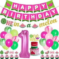 one in a melon birthday decorations for with number 1 foil balloon for girl 1st summer watermelon theme birthday party supplies
