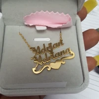custom couple name heart necklace for women pendants personalized double name necklaces handmade gifts wedding jewelry