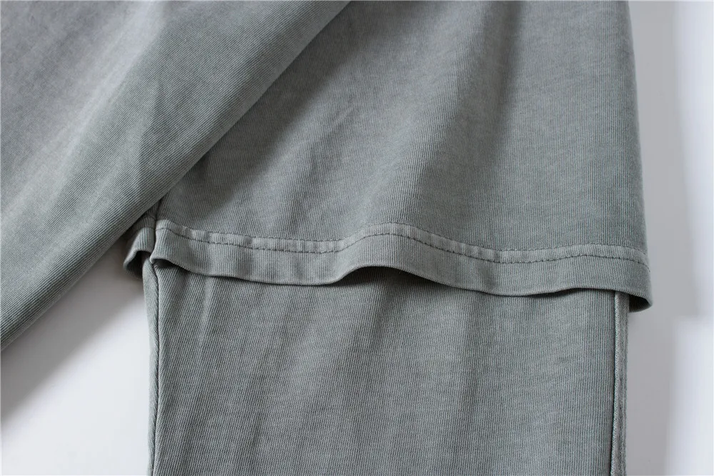 2020 Men Hip Hop Solid T Shirt Long Sleeve Faux Two Piece Streetwear Harajuku T-Shirt Oversize Summer Loose Cotton Tops Tees | Мужская