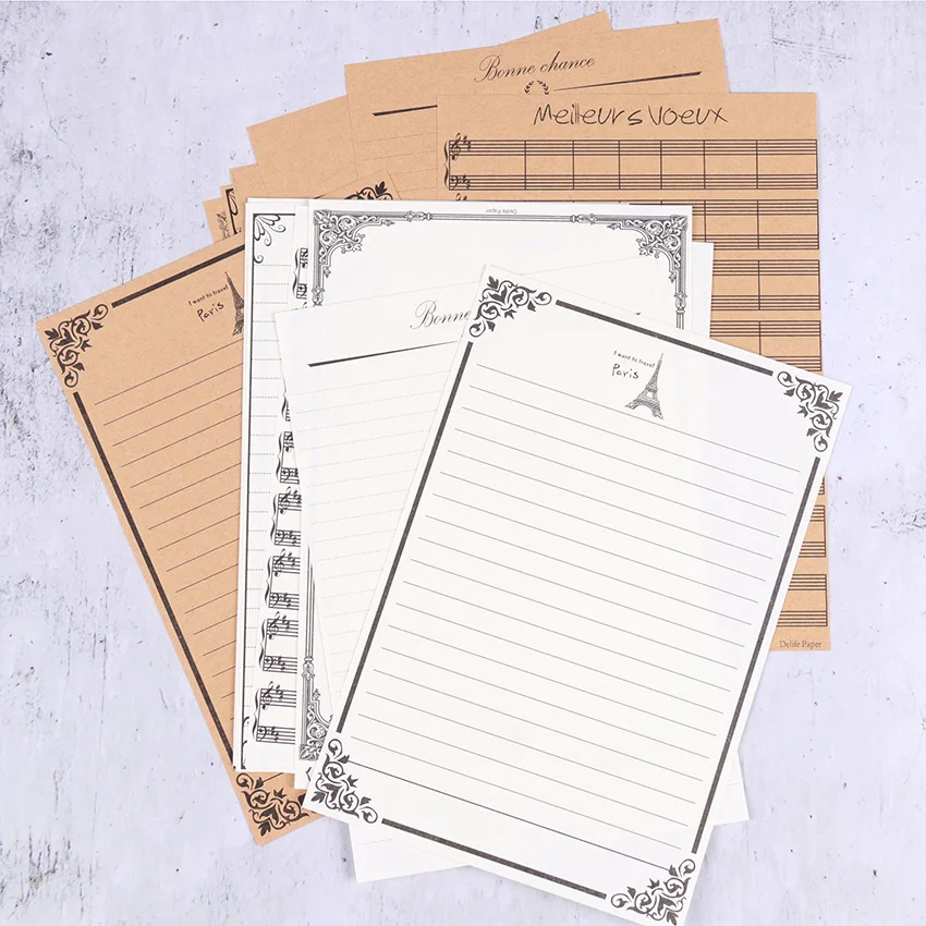 8 шт. винтажная бумага с буквенным принтом крафт узоров надпись романтический