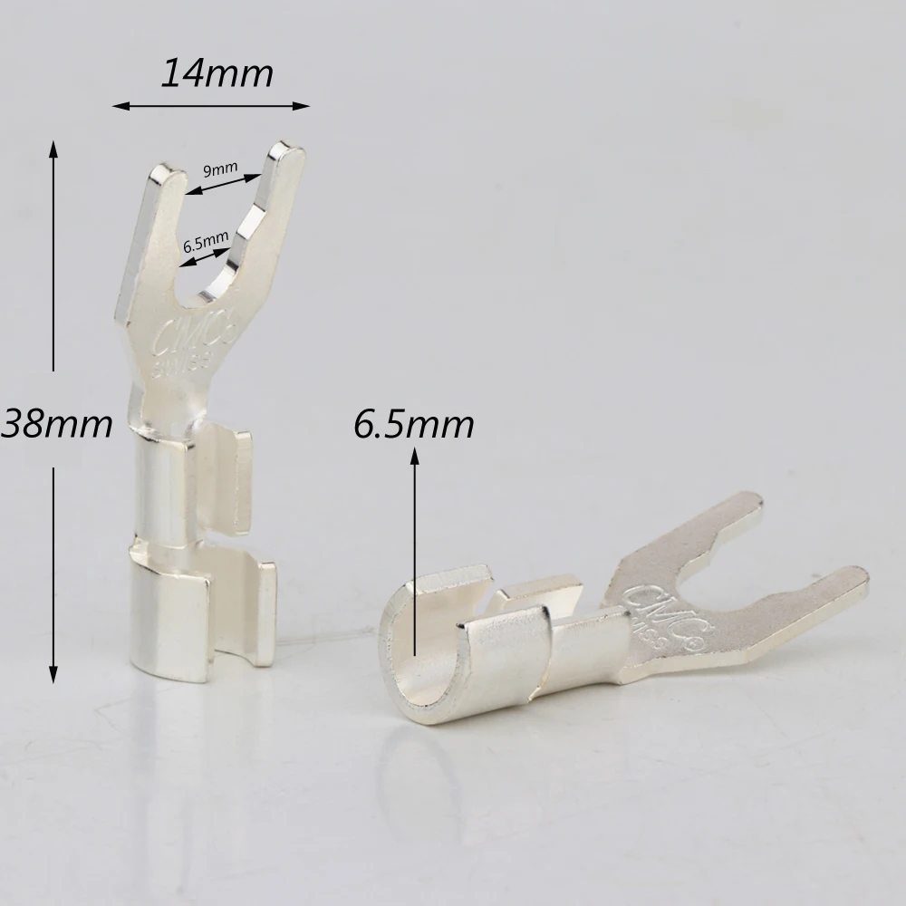 

8Pcs CMC 6005-S-AG Y Spade Speaker Connectors Plug Silver Plated Spade Audio Plugs Jack