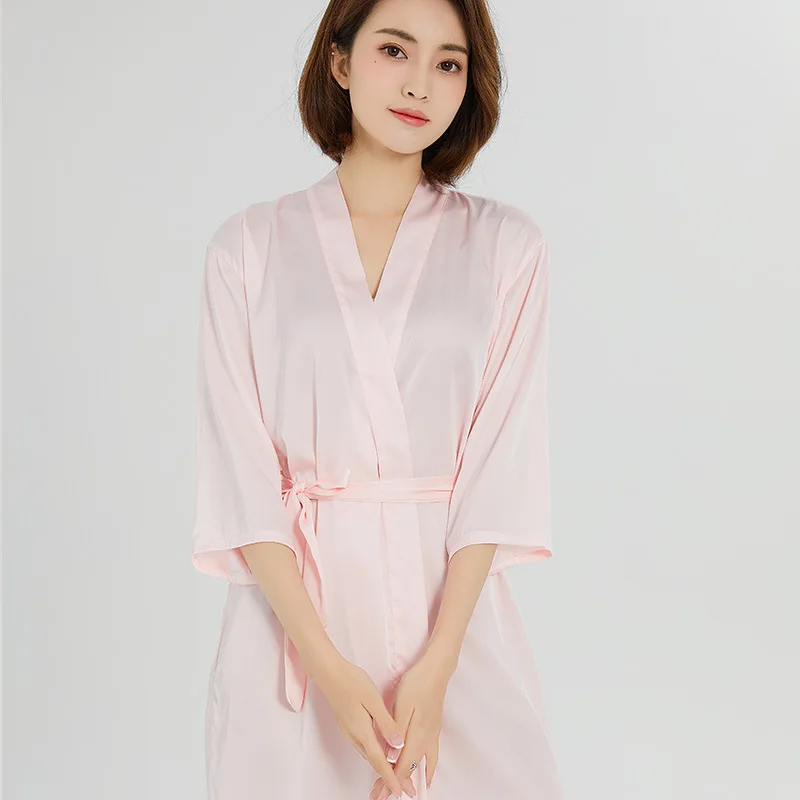 

Bridal robe morning robe women's Nightgown wedding makeup Bridesmaid group wedding kimono simulation silk satin bathrobe