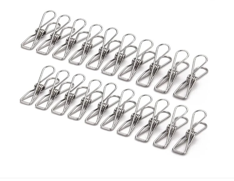 

100pcs Multipurpose Stainless Steel Clips Clothes Pins Pegs Holders Clothing Clamps Sealing Clip Household Clothespin