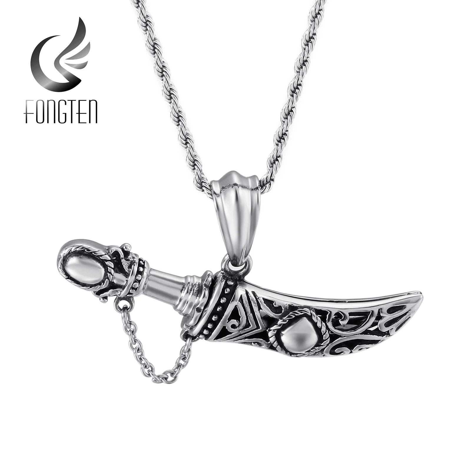 Fongten Viking ожерелье с кулоном в виде меча Готическая цепочка из нержавеющей стали