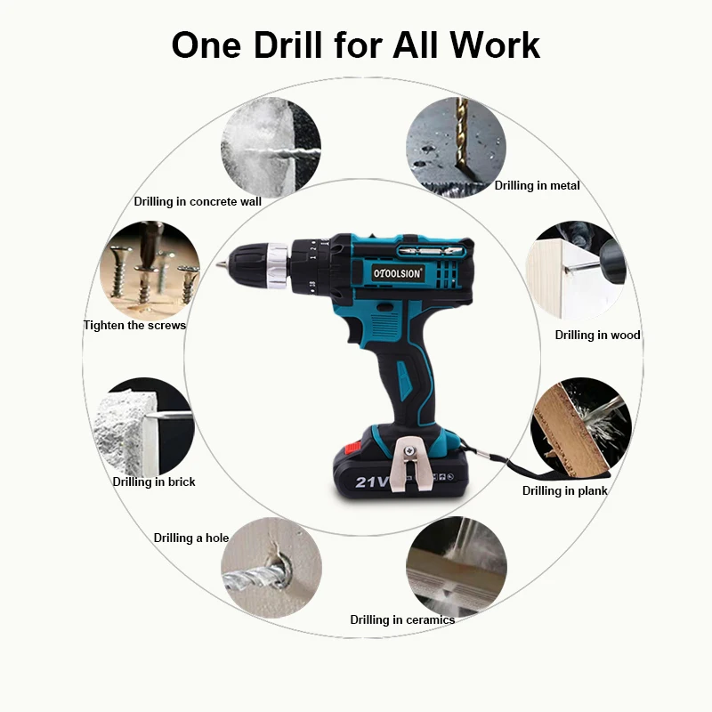 21V 45 N.M Ударная дрель Батарея Электрическая отвертка аккумуляторная ударная