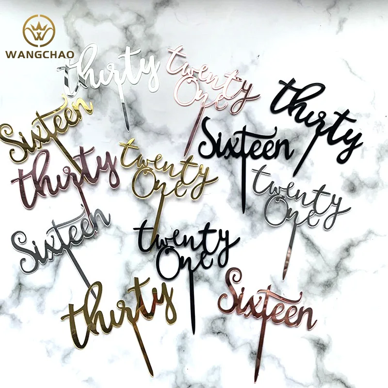 

New Acrylic Letter 16 18 21 Years Old Special Age Happy Birthday Cake Topper Lady and Girl Birthday Party Cake Supplies