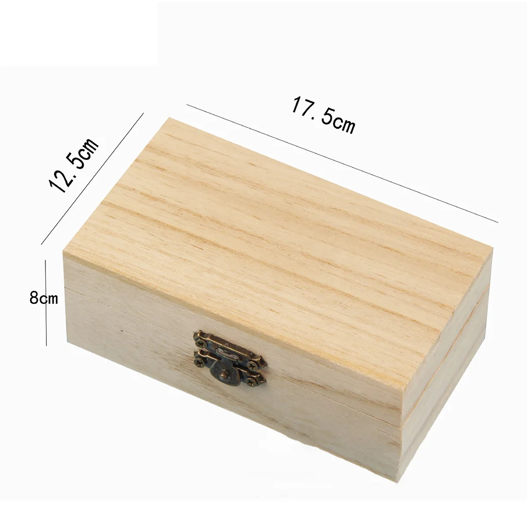 

S/M/L Plain Wood Wooden Square Hinged Storage Boxes Jewelry Box Case Craft Gift Box Home Storage Box Home Storage Decor