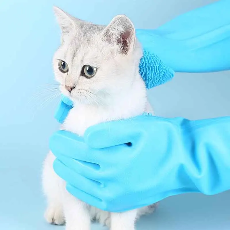 

Silicone Dog Cat Pet Bath Brush Glove cleaning Gentle Efficient Grooming Glove Bath Supplies Pet Glove combs