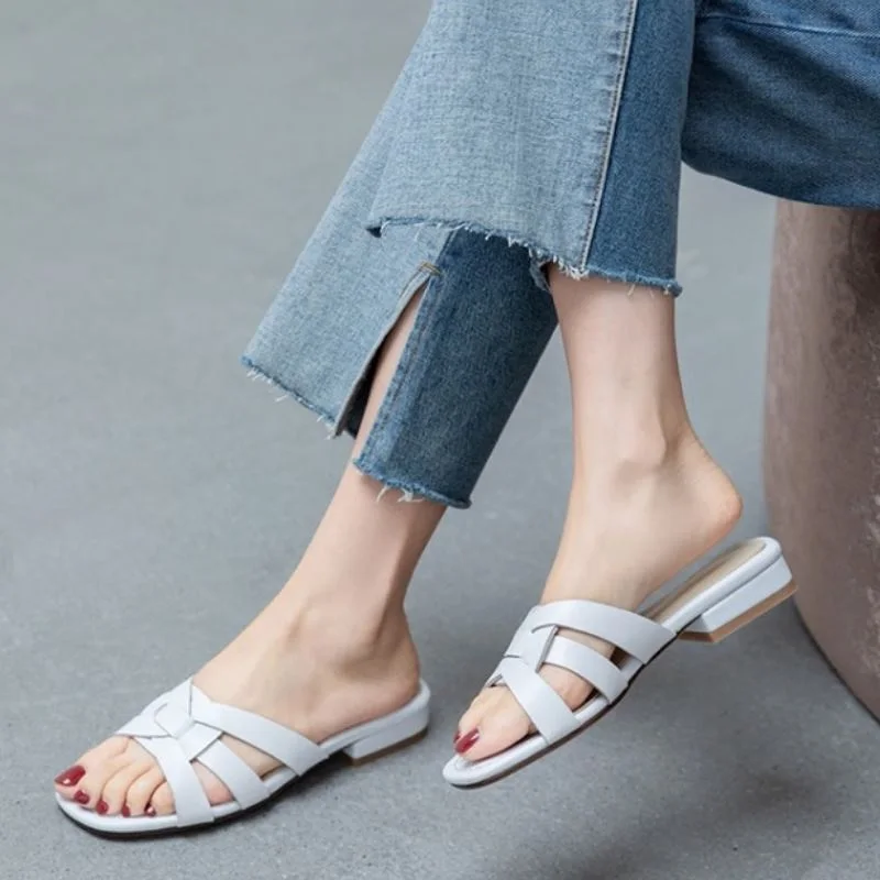 

KemeKiss New Women Sandals Genuine Leather Low Heel Summer Shoes Woman Fashion Party Wedding Woman Footwear Size 34-39