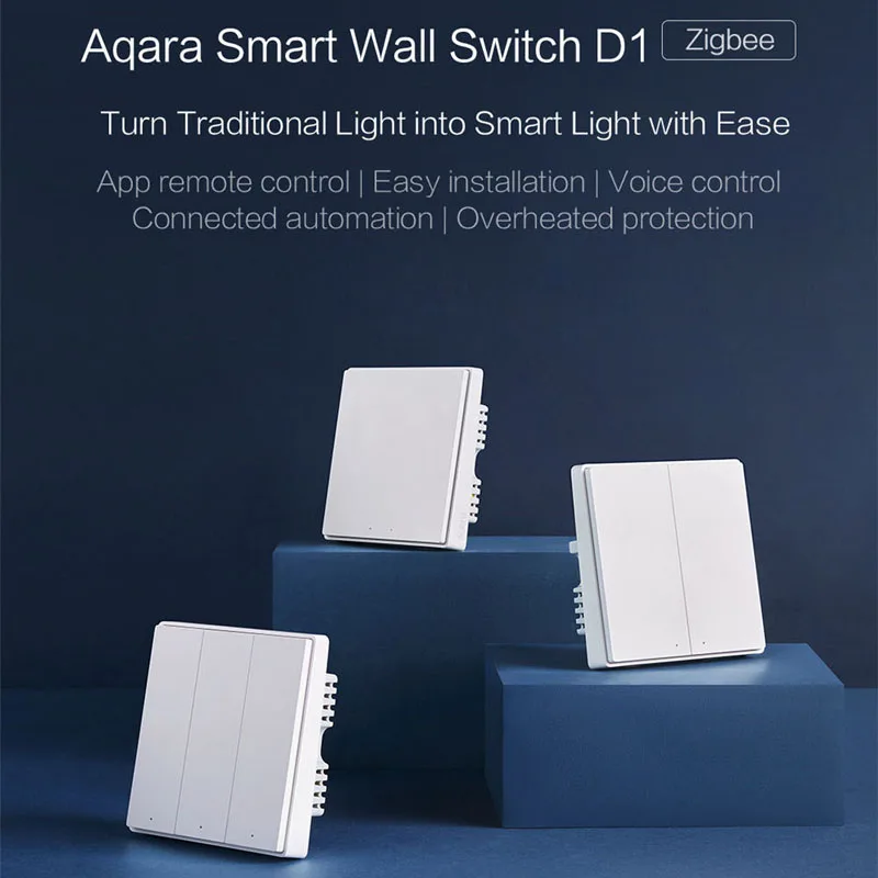 Умный настенный выключатель Aqara D1 Zigbee беспроводной светильник с дистанционным