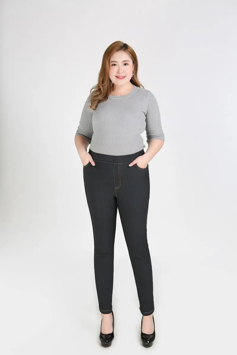 2XL-9XL, джинсы большого размера, осень размера плюс, Стрейчевые женские джинсовые штаны с высокой талией, женские 6XL 7XL, большой размер, узкие джинсовые брюки