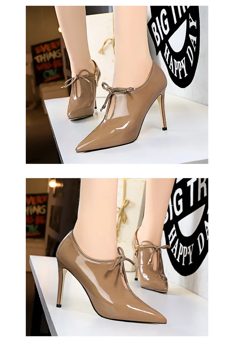 Женские ботильоны; зимние сапоги; zapatos de mujer; зимние сапоги; сапоги на высоком каблуке; пикантные лакированные туфли для ночного клуба с острым носком