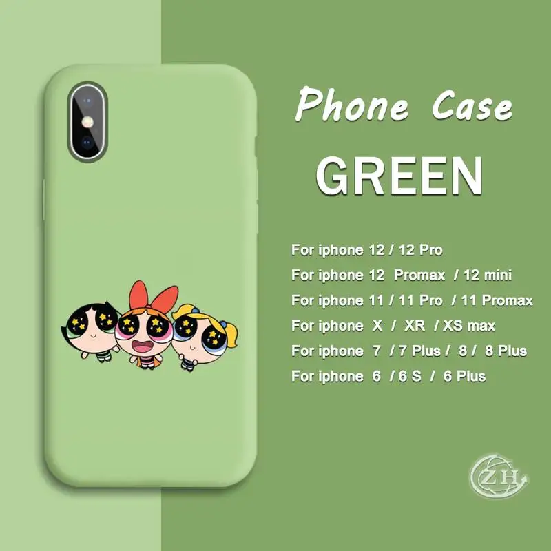 

The Super Power Girls Phone Case Green For Iphone 12 11 PRO MAX X XS XR 6S 7 8 PLUS SE Cases Cover