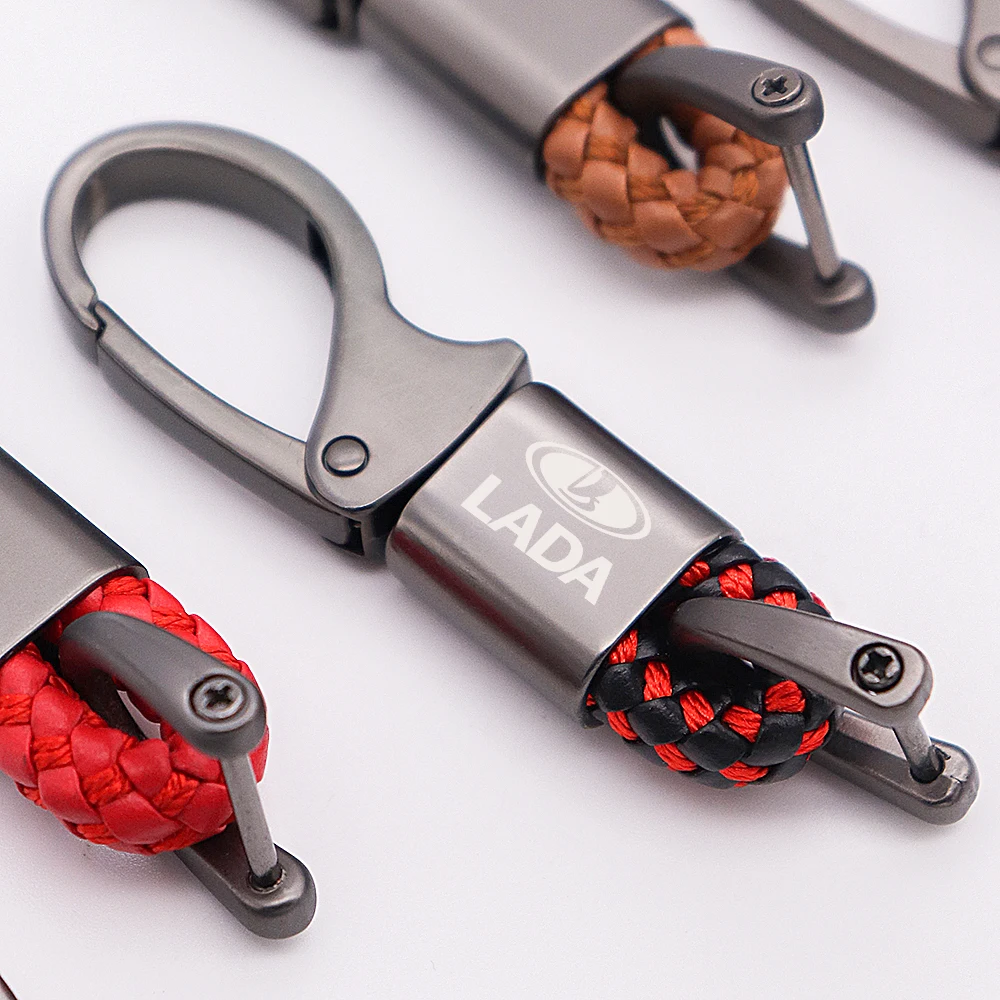 Брелок для автомобиля Лада плетеный вручную кожаный веревочный с подвеской