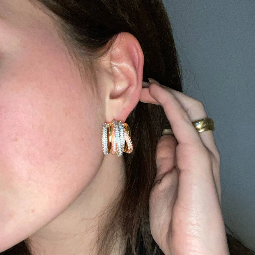 missvikki Luxury Bridal Jewelry Full Austrian crystal Hoop Earrings Prevent allergy Accessories For Noble Fashion women's Ladies |