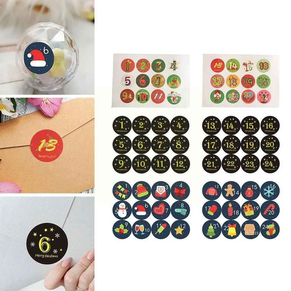 

Наклейки с надписью «Merry Christmas», календарь с обратным отсчетом, Рождество до сна, оберточная этикетка 1, 24 наклейки на коробку, Подарочные нак...