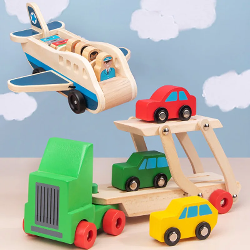 Детские игрушки деревянный двухслойный грузовик транспортное средство имитация