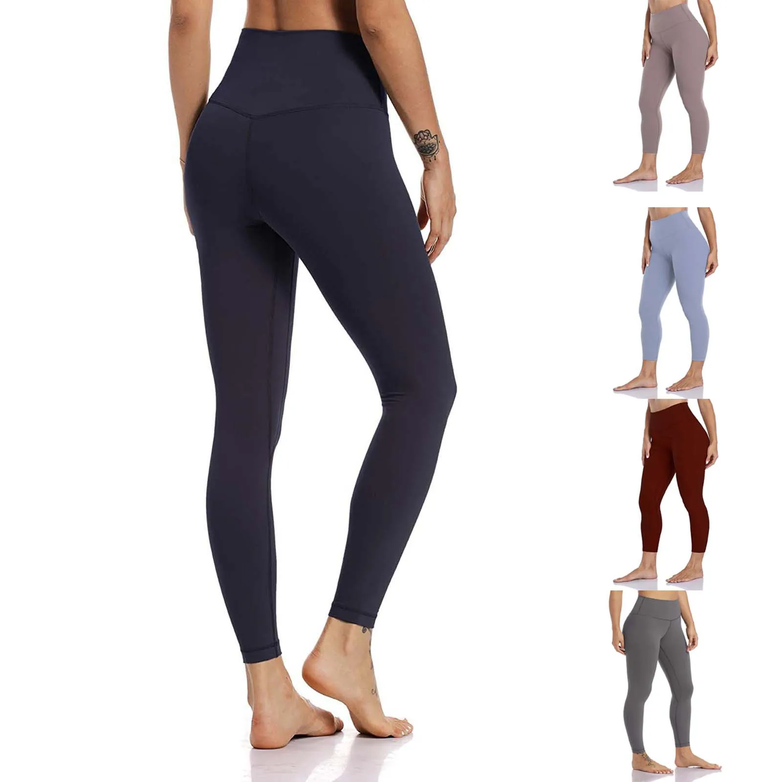 

High Waist Seamless Women's High Waist Solid Color Tight Fitness Yoga Pants Nude Hidden Yoga Pants Sport woman tights Yoga Pants