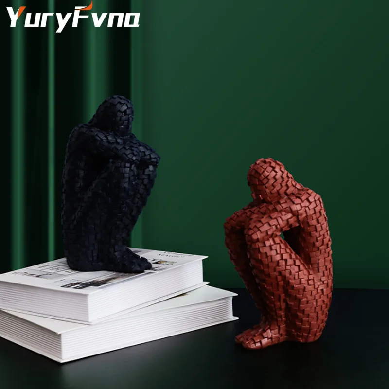 

YuryFvna Resin Mosaic People Statue Abstract Mosaic People Bookend Art Craft Living Room Office Decoration Home Present Ornament